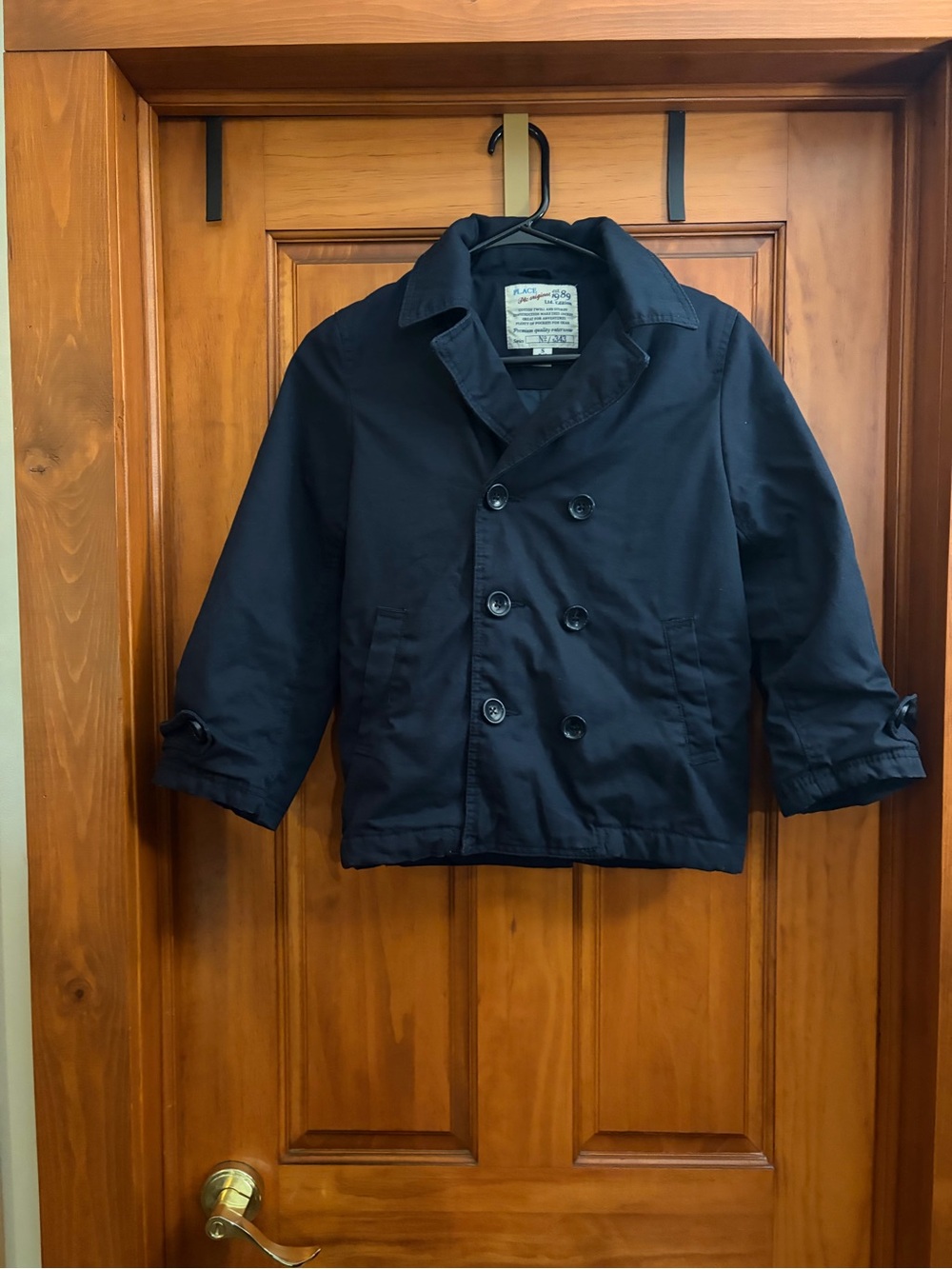 The Children’s Place Boys Navy Blue Pea Coat Double Breasted Winter Jacket 5/6